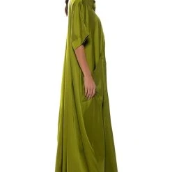 SHE'S RICH OVERSIZED SATIN JUMPSUIT IN GREEN -helmut shop shes rich oversized satin jumpsuit in green green 3 3