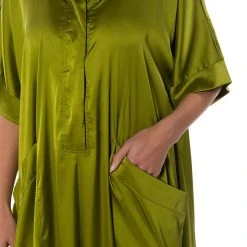 SHE'S RICH OVERSIZED SATIN JUMPSUIT IN GREEN -helmut shop shes rich oversized satin jumpsuit in green green 5 5