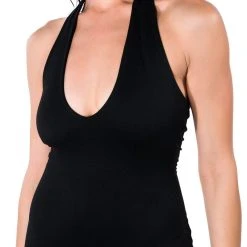 SHES SLEEK DOUBLE LAYER HALTER CATSUIT -helmut shop shes sleek double layer halter catsuit black 16 16