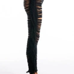 SHREDDED HIGH WAIST KNIT PANTS -helmut shop shredded high waist knit pants black 6 6 c1