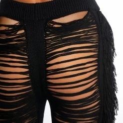SHREDDED HIGH WAIST KNIT PANTS -helmut shop shredded high waist knit pants black 8 8 c1