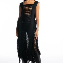 SHREDDED HIGH WAIST KNIT PANTS -helmut shop shredded high waist knit pants black 9 9 c1