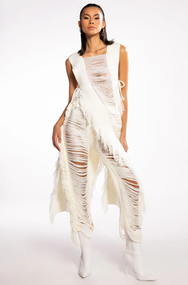 SHREDDED OPEN SIDES KNIT TOP 3 SHREDDED OPEN SIDES KNIT TOP