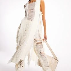 SHREDDED OPEN SIDES KNIT TOP 9 SHREDDED OPEN SIDES KNIT TOP -helmut shop shredded open sides knit top ivory 2 2