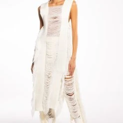 SHREDDED OPEN SIDES KNIT TOP 10 SHREDDED OPEN SIDES KNIT TOP -helmut shop shredded open sides knit top ivory 3 3