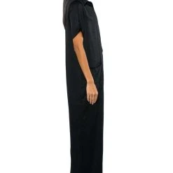 SILENT DREAMER SHORT SLEEVE SATIN JUMPSUIT -helmut shop silent dreamer short sleeve satin jumpsuit black 5 5