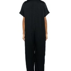 SILENT DREAMER SHORT SLEEVE SATIN JUMPSUIT -helmut shop silent dreamer short sleeve satin jumpsuit black 6 6