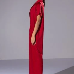 SILENT DREAMER SHORT SLEEVE SATIN JUMPSUIT -helmut shop silent dreamer short sleeve satin jumpsuit red 3 3