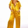SILENT DREAMER SHORT SLEEVE SATIN JUMPSUIT