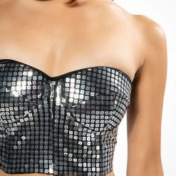 SILVER QUEEN SEQUIN CORSET -helmut shop silver queen sequin corset silver 7 7