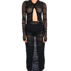 SIMPLE BLISS MESH MAXI SKIRT -helmut shop simple bliss mesh maxi skirt black 3 3