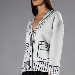 SKETCHY OVERSIZED CARDIGAN -helmut shop sketchy oversized cardigan white multi 2 2 c1