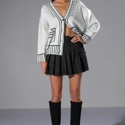 SKETCHY OVERSIZED CARDIGAN -helmut shop sketchy oversized cardigan white multi 3 3 c1