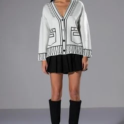 SKETCHY OVERSIZED CARDIGAN -helmut shop sketchy oversized cardigan white multi 4 4 c1