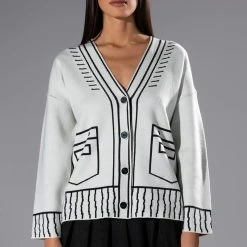 SKETCHY OVERSIZED CARDIGAN -helmut shop sketchy oversized cardigan white multi 6 6 c1