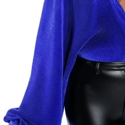 SLOW MOTION LONG SLEEVE WRAP FRONT BODYSUIT -helmut shop slow motion long sleeve wrap front bodysuit royal blue 7 7