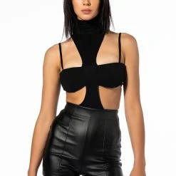 SLY CUTOUT MOCK NECK BODYSUIT -helmut shop sly cutout mock neck bodysuit black 4 4