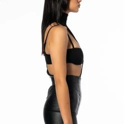 SLY CUTOUT MOCK NECK BODYSUIT -helmut shop sly cutout mock neck bodysuit black 5 5