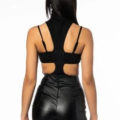 SLY CUTOUT MOCK NECK BODYSUIT -helmut shop sly cutout mock neck bodysuit black 6 6