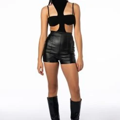 SLY CUTOUT MOCK NECK BODYSUIT -helmut shop sly cutout mock neck bodysuit black 8 8