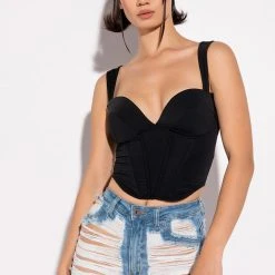 SMOKE SIGNALS CORSET TANK -helmut shop smoke signals corset tank black 2 2