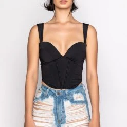 SMOKE SIGNALS CORSET TANK -helmut shop smoke signals corset tank black 4 4