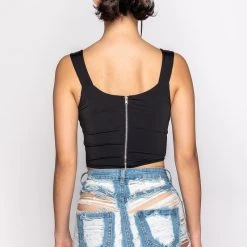 SMOKE SIGNALS CORSET TANK -helmut shop smoke signals corset tank black 6 6