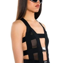 SNEAKY LINK BANDAGE CUTOUT TANK -helmut shop sneaky link bandage cutout tank black 2 2 c1