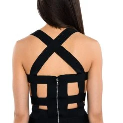 SNEAKY LINK BANDAGE CUTOUT TANK -helmut shop sneaky link bandage cutout tank black 6 6 c1
