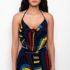 SO GOOD COWL NECK MESH BLOUSE -helmut shop so good cowl neck mesh blouse blue multi 4 4