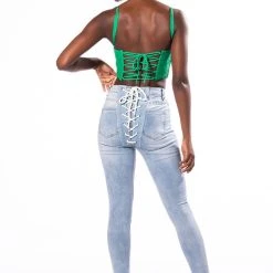 SO SWEET LACE CORSET TOP -helmut shop so sweet lace corset top green 3 3