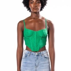 SO SWEET LACE CORSET TOP -helmut shop so sweet lace corset top green 4 4