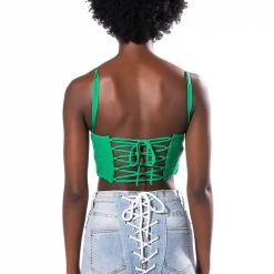 SO SWEET LACE CORSET TOP -helmut shop so sweet lace corset top green 6 6