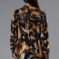 SOLARIS PRINTED BUTTON DOWN BLOUSE -helmut shop solaris printed button down blouse yellow 6 6 c1