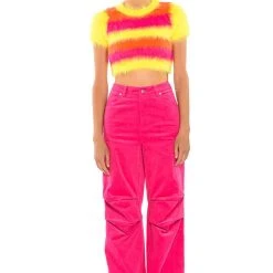 SOMETHING ABOUT THE SUN SHORT SLEEVE SWEATER -helmut shop something about the sun short sleeve sweater orange multi 3 3