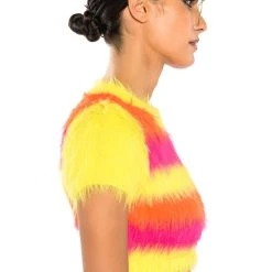 SOMETHING ABOUT THE SUN SHORT SLEEVE SWEATER -helmut shop something about the sun short sleeve sweater orange multi 4 4