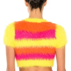 SOMETHING ABOUT THE SUN SHORT SLEEVE SWEATER -helmut shop something about the sun short sleeve sweater orange multi 5 5