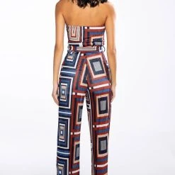 SOUL TIES STRAPLESS WIDE LEG JUMPSUIT -helmut shop soul ties strapless wide leg jumpsuit rust multi 3 3