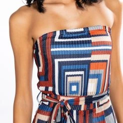 SOUL TIES STRAPLESS WIDE LEG JUMPSUIT -helmut shop soul ties strapless wide leg jumpsuit rust multi 4 4