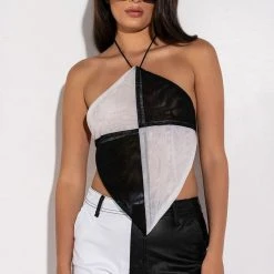 SPITFIRE MESH HALTER CROP TOP -helmut shop spitfire mesh halter crop top white multi 2 2