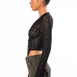 SPOIL YOU LONG SLEEVE COLLARED TOP -helmut shop spoil you long sleeve collared top black 5 5