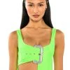 SPOTLIGHT BUCKLE DETAIL NEON CUTOUT CHEEKY BODYSUIT -helmut shop spotlight buckle detail neon cutout cheeky bodysuit neon green 1 1