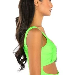 SPOTLIGHT BUCKLE DETAIL NEON CUTOUT CHEEKY BODYSUIT -helmut shop spotlight buckle detail neon cutout cheeky bodysuit neon green 7 7