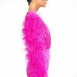 STAR STRETCH STATEMENT SLEEVE BODYSUIT -helmut shop star stretch statement sleeve bodysuit fuchsia 4 4