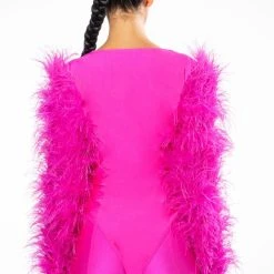 STAR STRETCH STATEMENT SLEEVE BODYSUIT -helmut shop star stretch statement sleeve bodysuit fuchsia 5 5