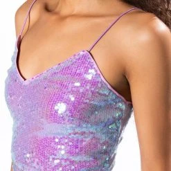 STARSTRUCK SEQUIN V-NECK TANK TOP -helmut shop starstruck sequin v neck tank top purple 6 6