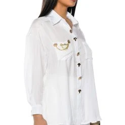 STAY FLY OVERSIZED BUTTON DOWN BLOUSE -helmut shop stay fly oversized button down blouse white 2 2
