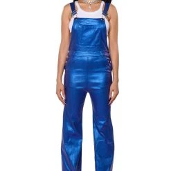 STAY WAVY METALLIC OVERALLS -helmut shop stay wavy metallic overalls blue 2 2