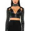 STELLA BEADED ULTRA CROP TURTLENECK LAYERING TOP -helmut shop stella beaded ultra crop turtleneck layering top black 1 1
