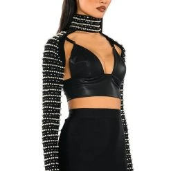 STELLA BEADED ULTRA CROP TURTLENECK LAYERING TOP 10 STELLA BEADED ULTRA CROP TURTLENECK LAYERING TOP -helmut shop stella beaded ultra crop turtleneck layering top black 2 2